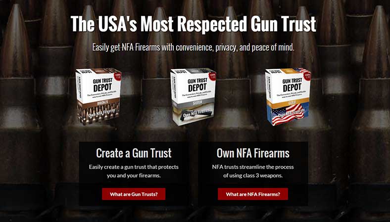 A thumbnail of Gun Trust Depot's landing page